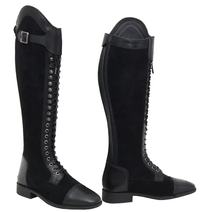 Back Zip Lace-Up Tall Riding Boots