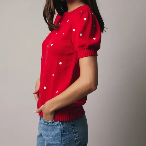 Polka Dot Embroidered Top