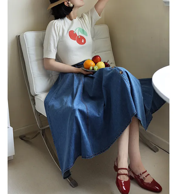 Classic Travel Everyday Casual Denim Skirt
