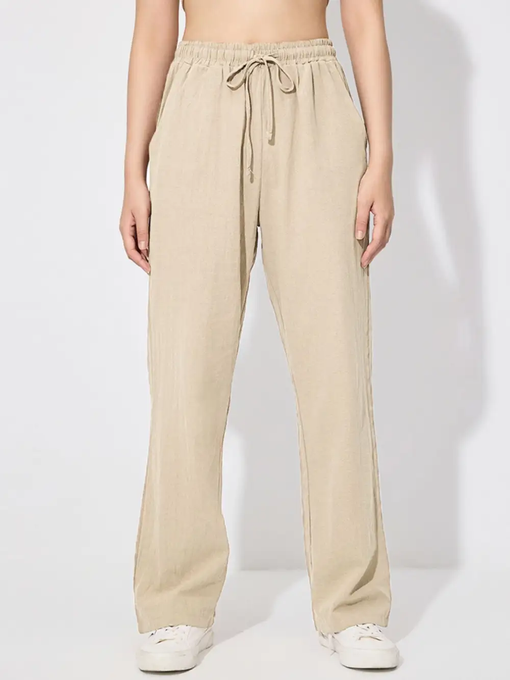 Lightweight Drawstring Wide Leg Pants