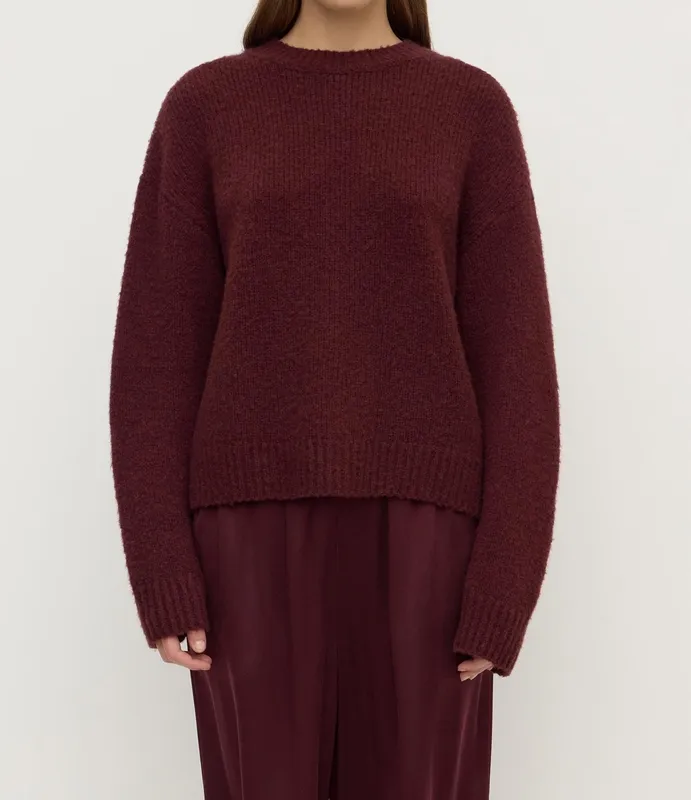 Merlot Alpaca Blend Cropped Knit Sweater