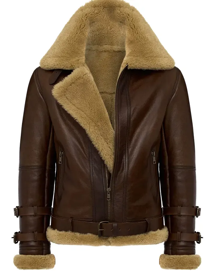 Refined Aviator Bomber Flight Shearling Jacket