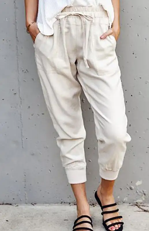 Lace Up Ninth Ankle Banded Pants