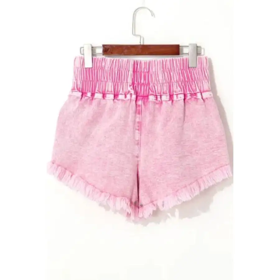 Raw Hem Frayed Washed Denim Shorts