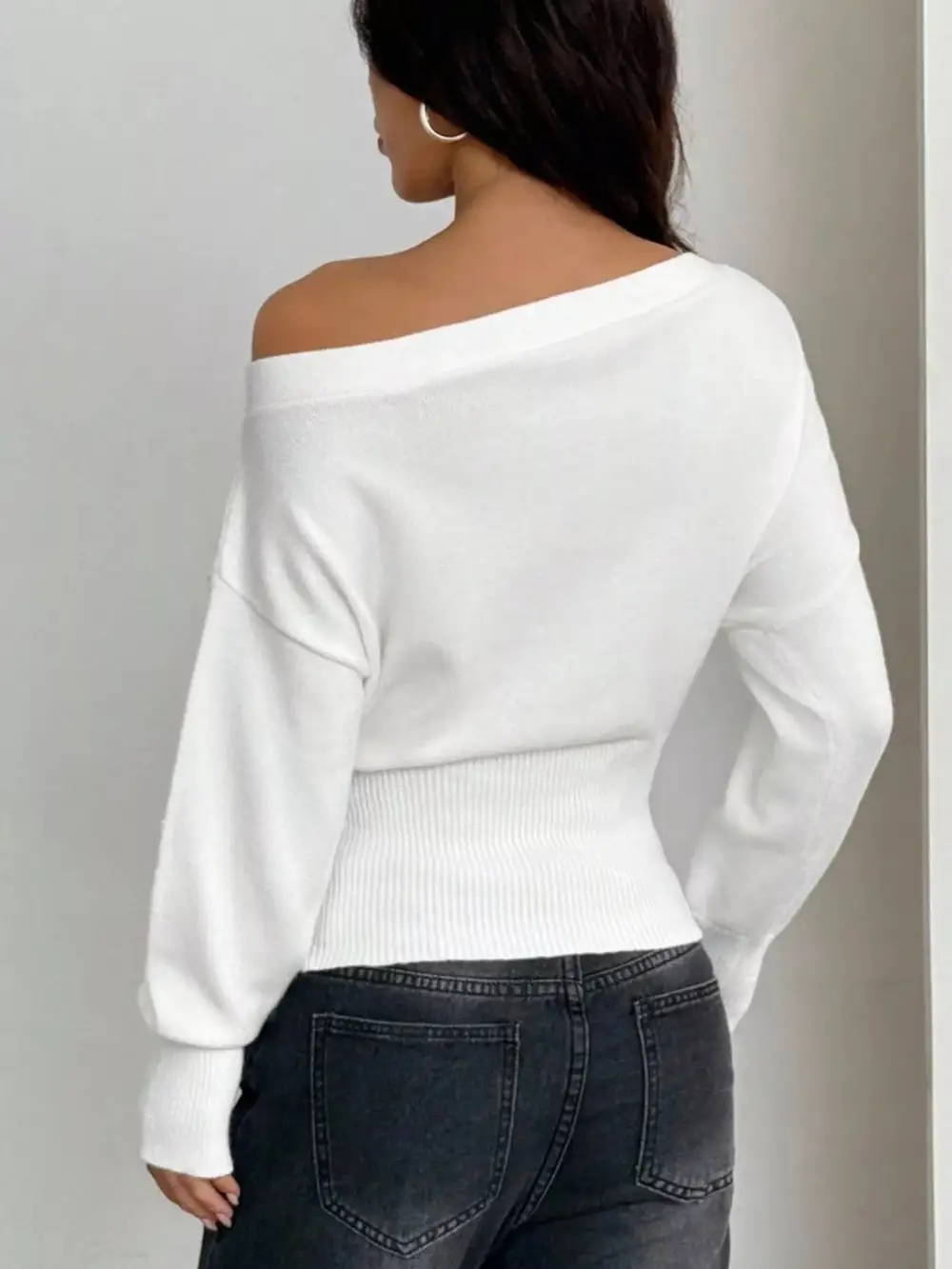 One Shoulder Cropped Sweater