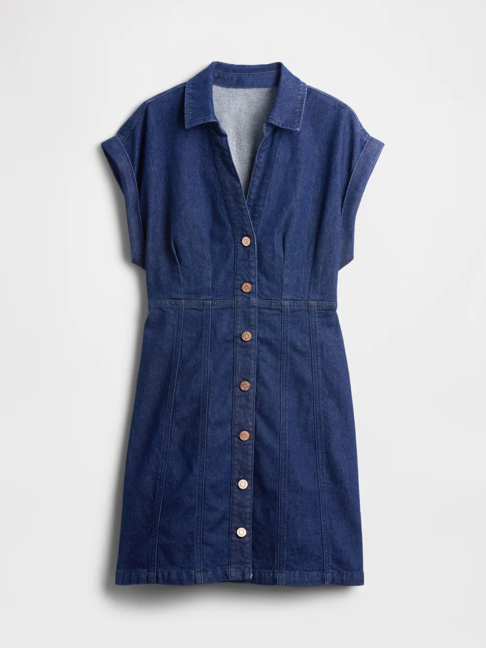 Button Open V-Neck Dress