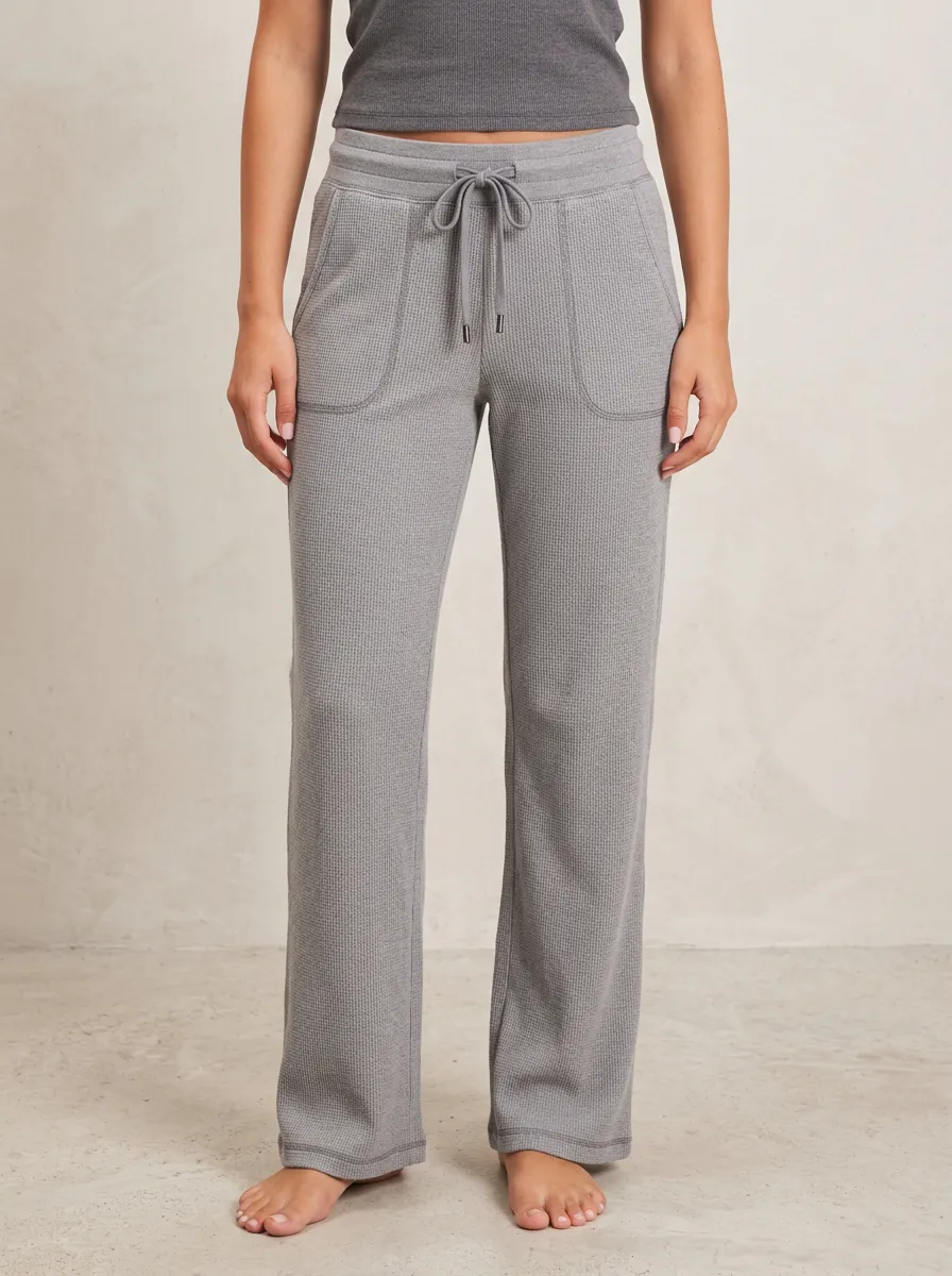 Women's Casual Lounge Waffle Knit Drawstring Pants