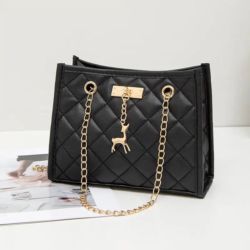 Quilted Embroidered Shoulder Bag