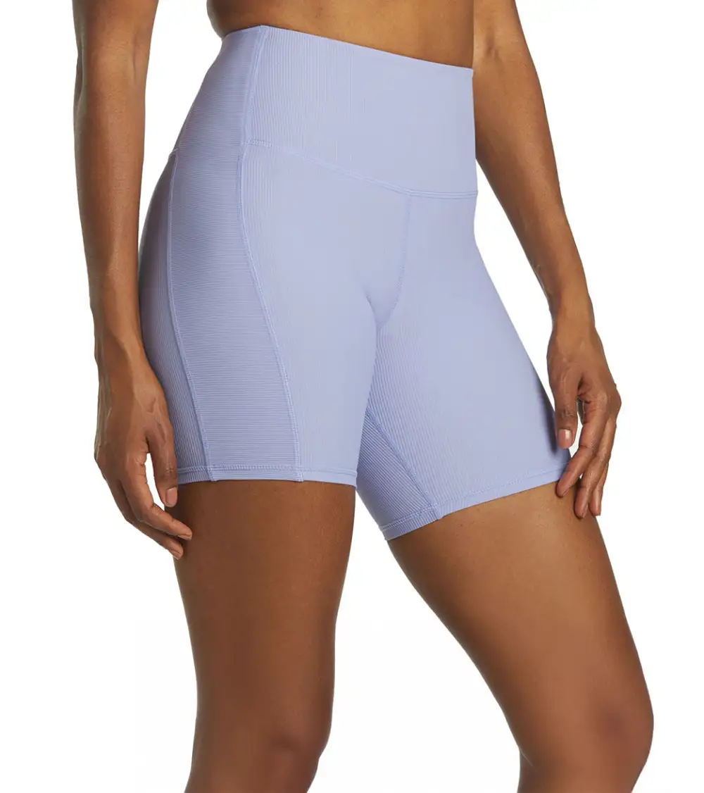 Ribbed High Rise Yoga Shorts