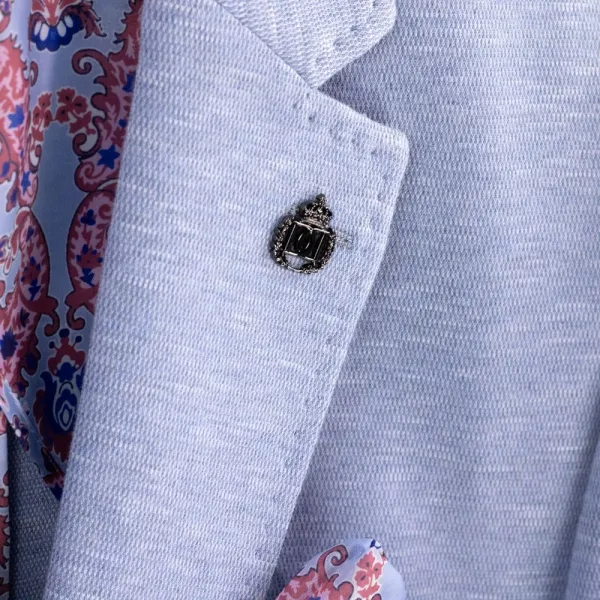 Light Blue Modern Fit Textured Single Breasted Notch Lapel Side Vents Blazer