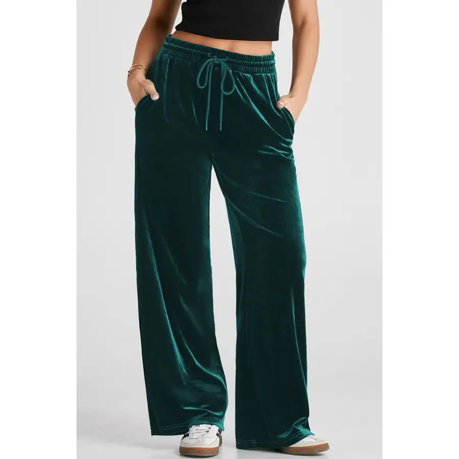Drawstring Waist Wide Leg Active Pants