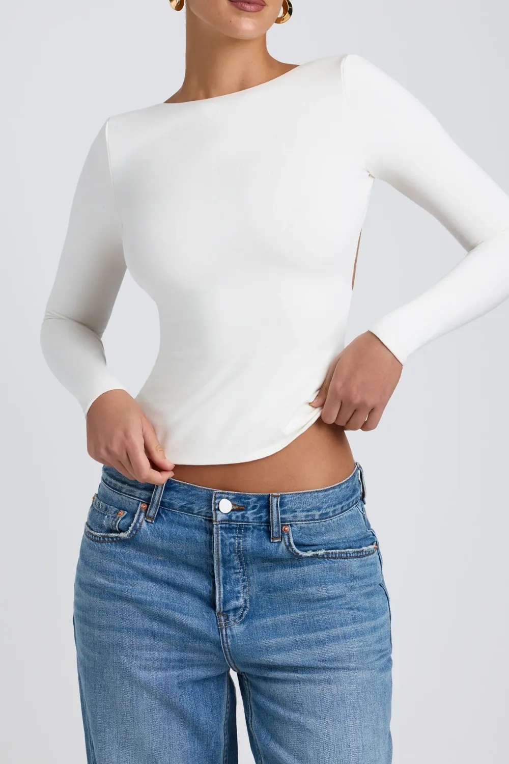 Versatile Basic Backless Long Sleeves