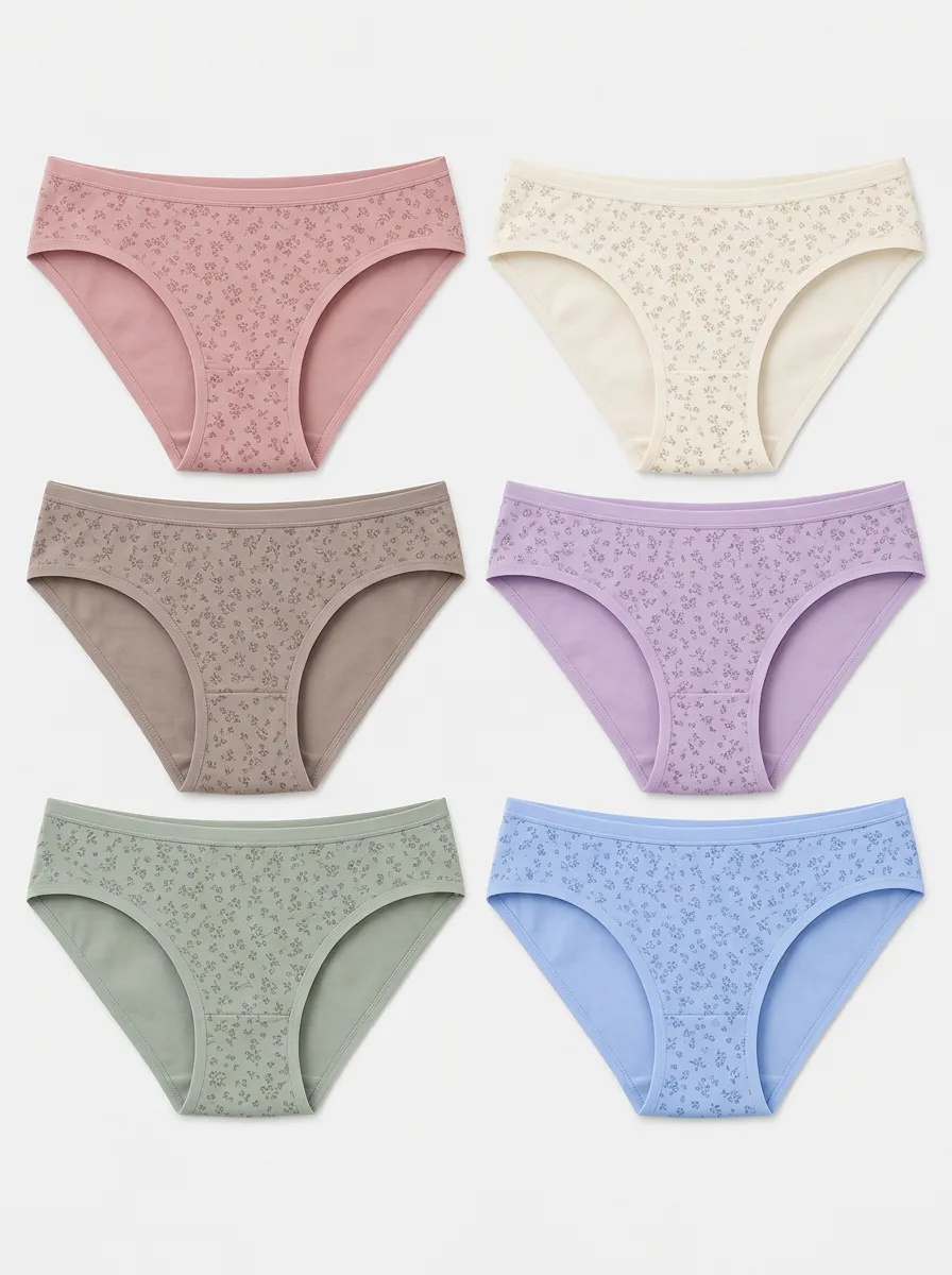 Women's Multicolor Floral Patterned Bikini Seamless-Look Briefs Multi-Pack