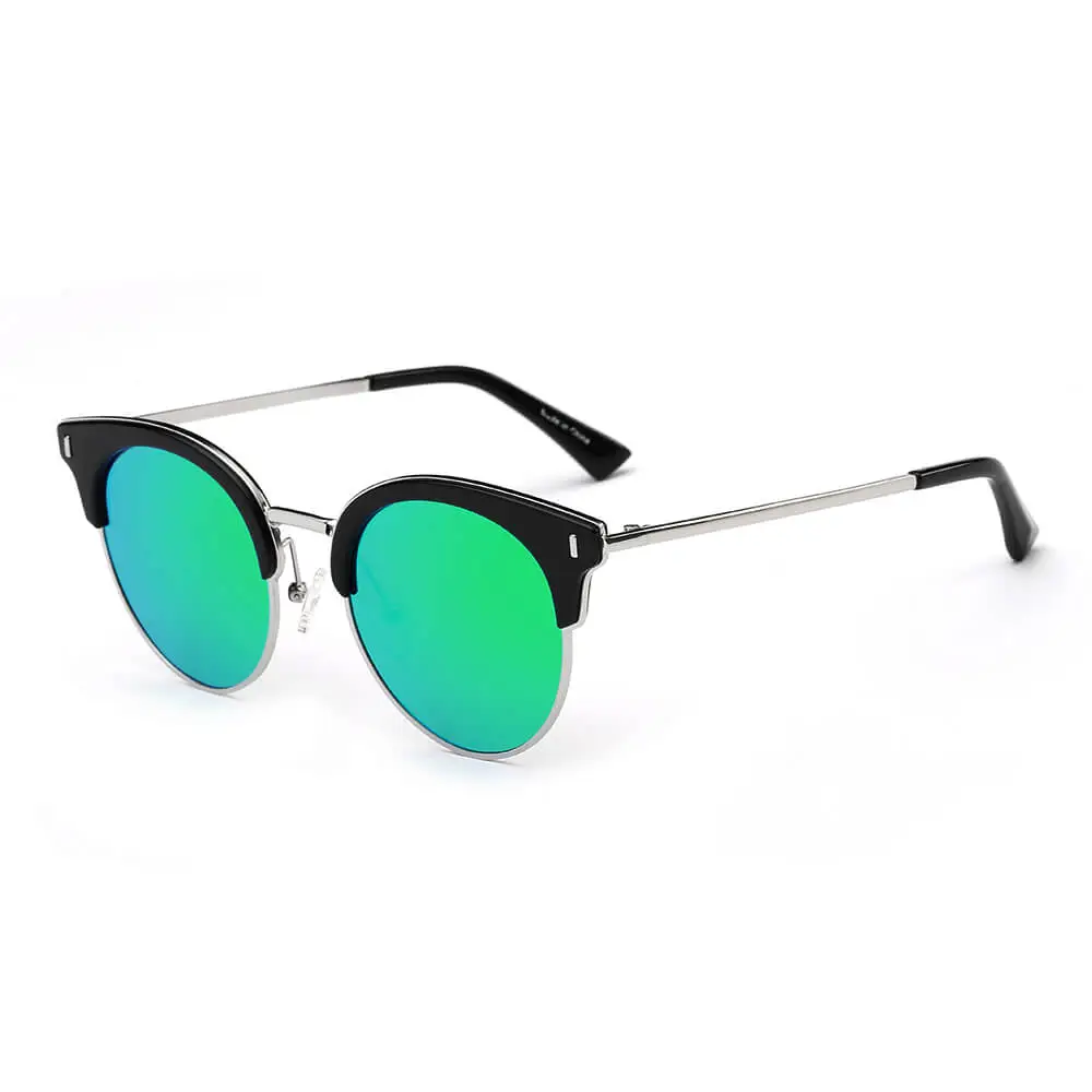 Half Frame Round Cat-Eye Polarized Sunglasses