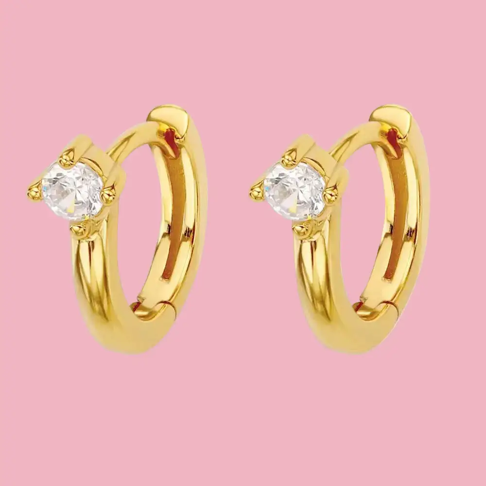 Smooth Stone Hoop Earrings