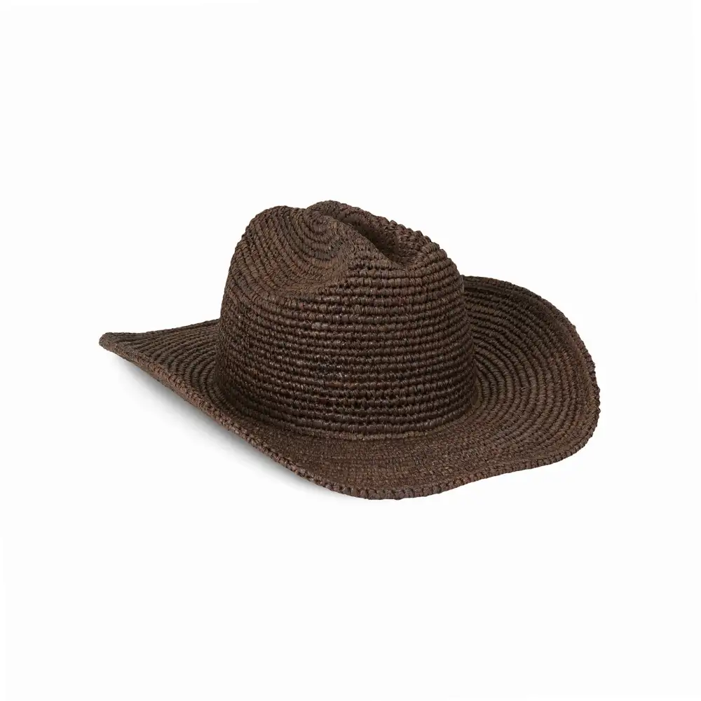 Hand Crochet Raffia Western Hat
