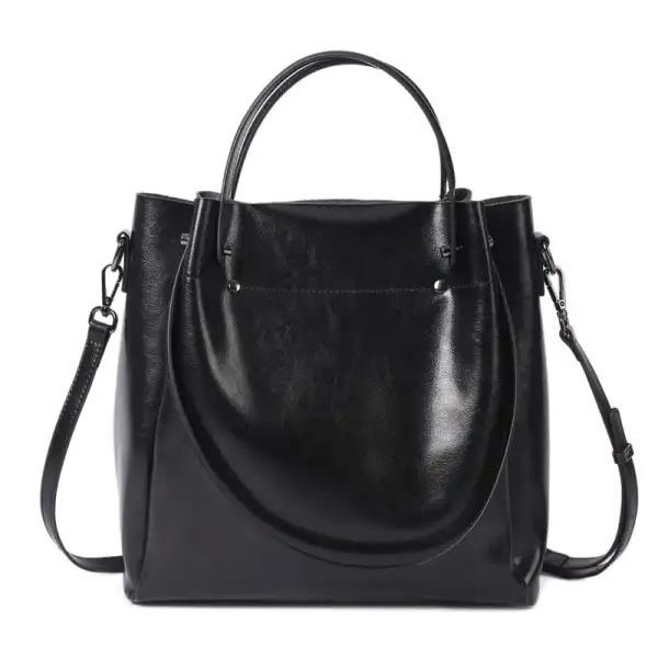 Genuine Cow Leather Bucket-Style Tote Minimalist