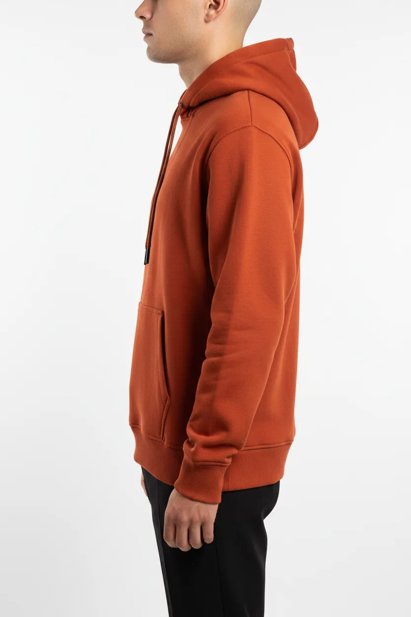 Contemporary Regular Fit Cotton Ribbed Hooded Pullover Hoodie