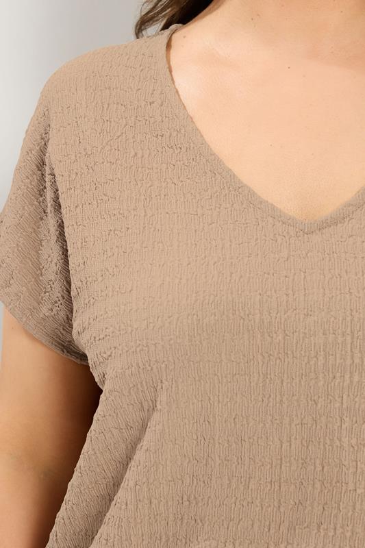 Natural Beige Textured T-Shirt detail 3