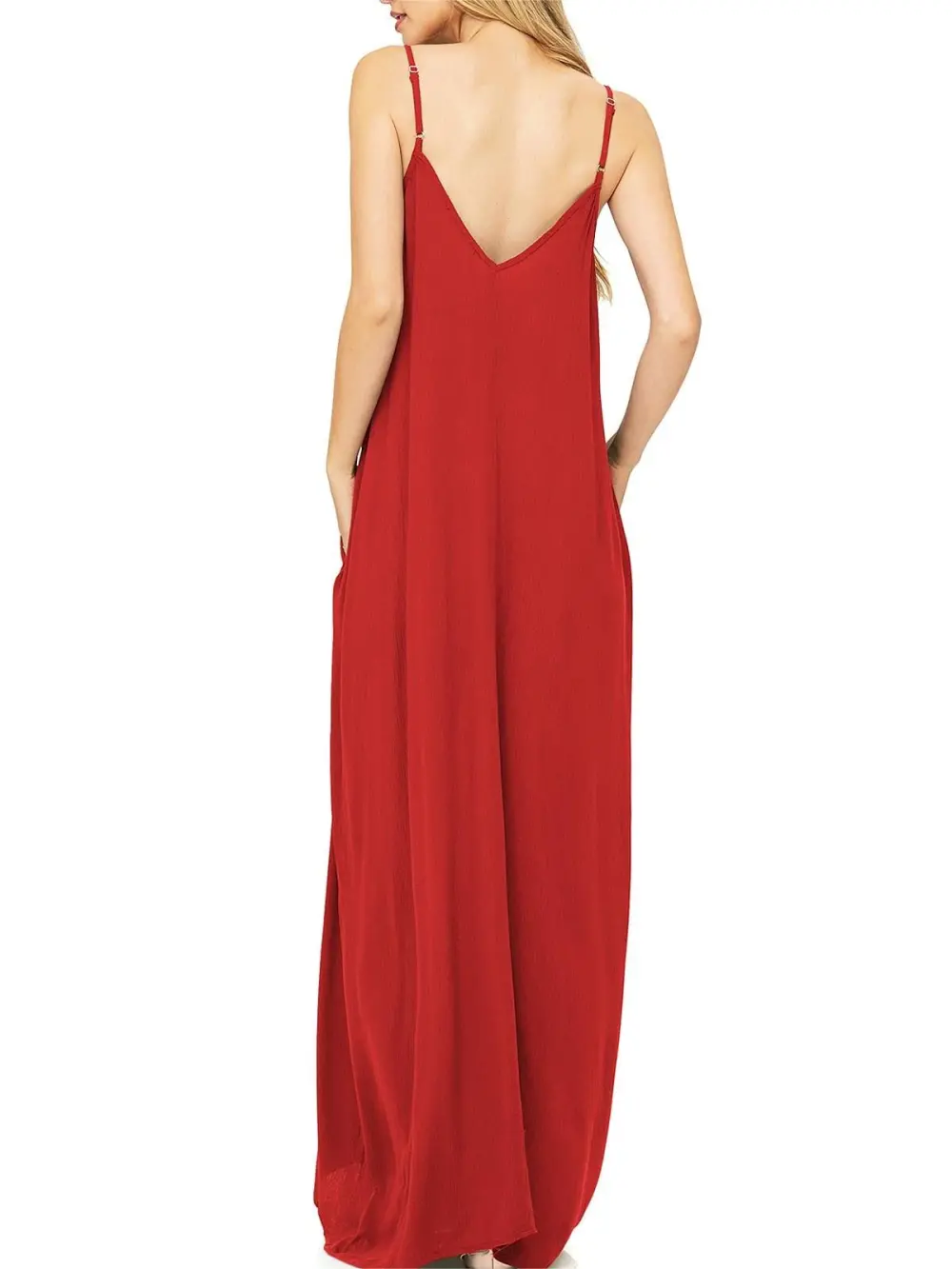 Solid Color V-Neck Maxi Dress