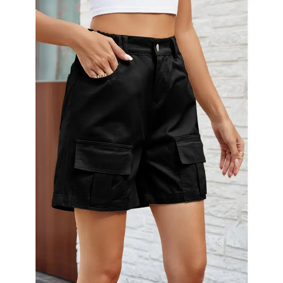 Pocketed High Waist Denim Shorts