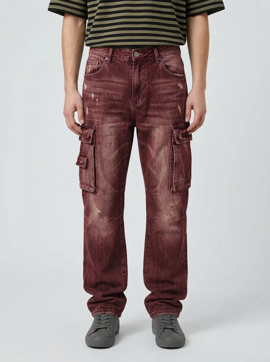 Men's Distressed Wash Cargo Pants