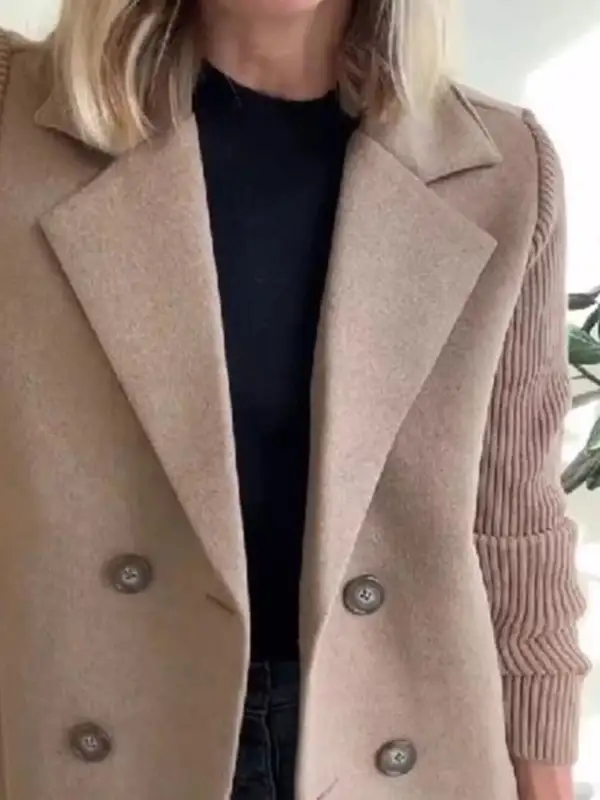 Full Size Knit Sleeve Double-breasted Outerwear Plus Size