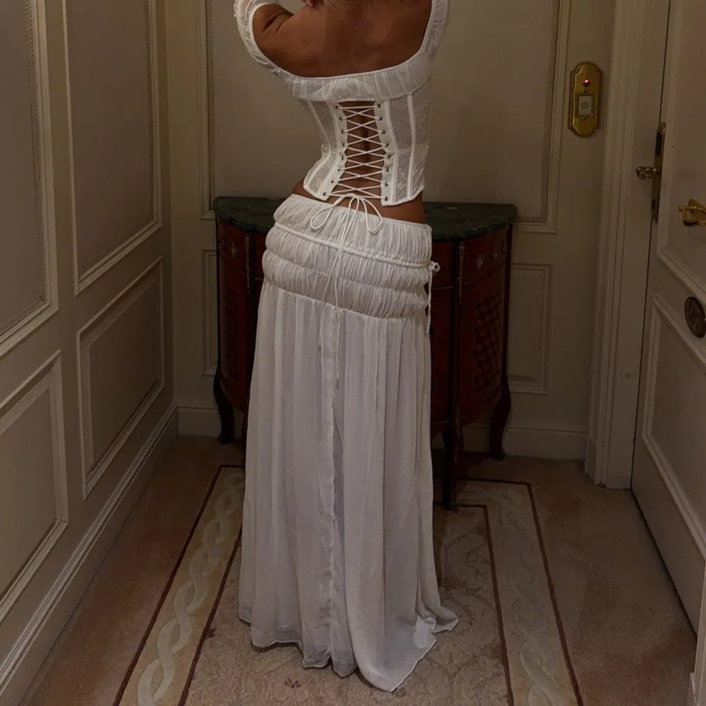 White Flowy Georgette Maxi Skirt