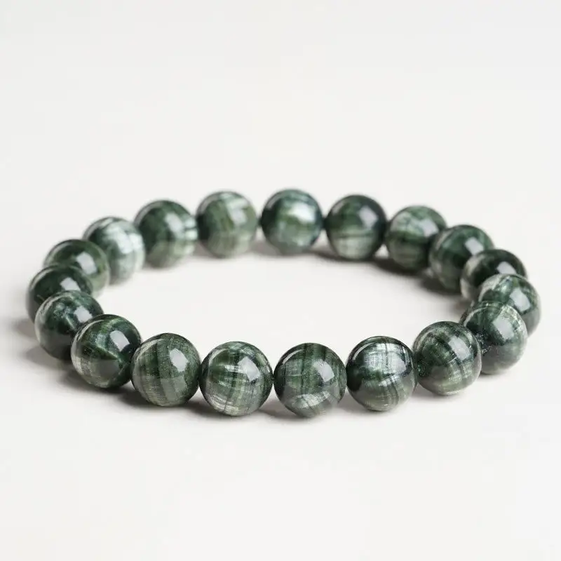 Natural Seraphinite Round Emotional Beaded Bracelet