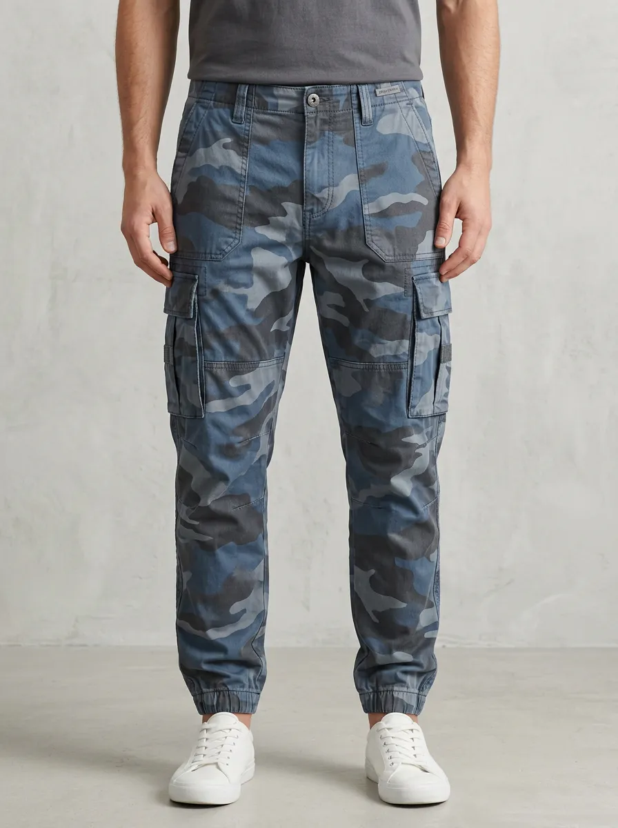 Men's Camouflage Tapered Leg Cargo Joggers