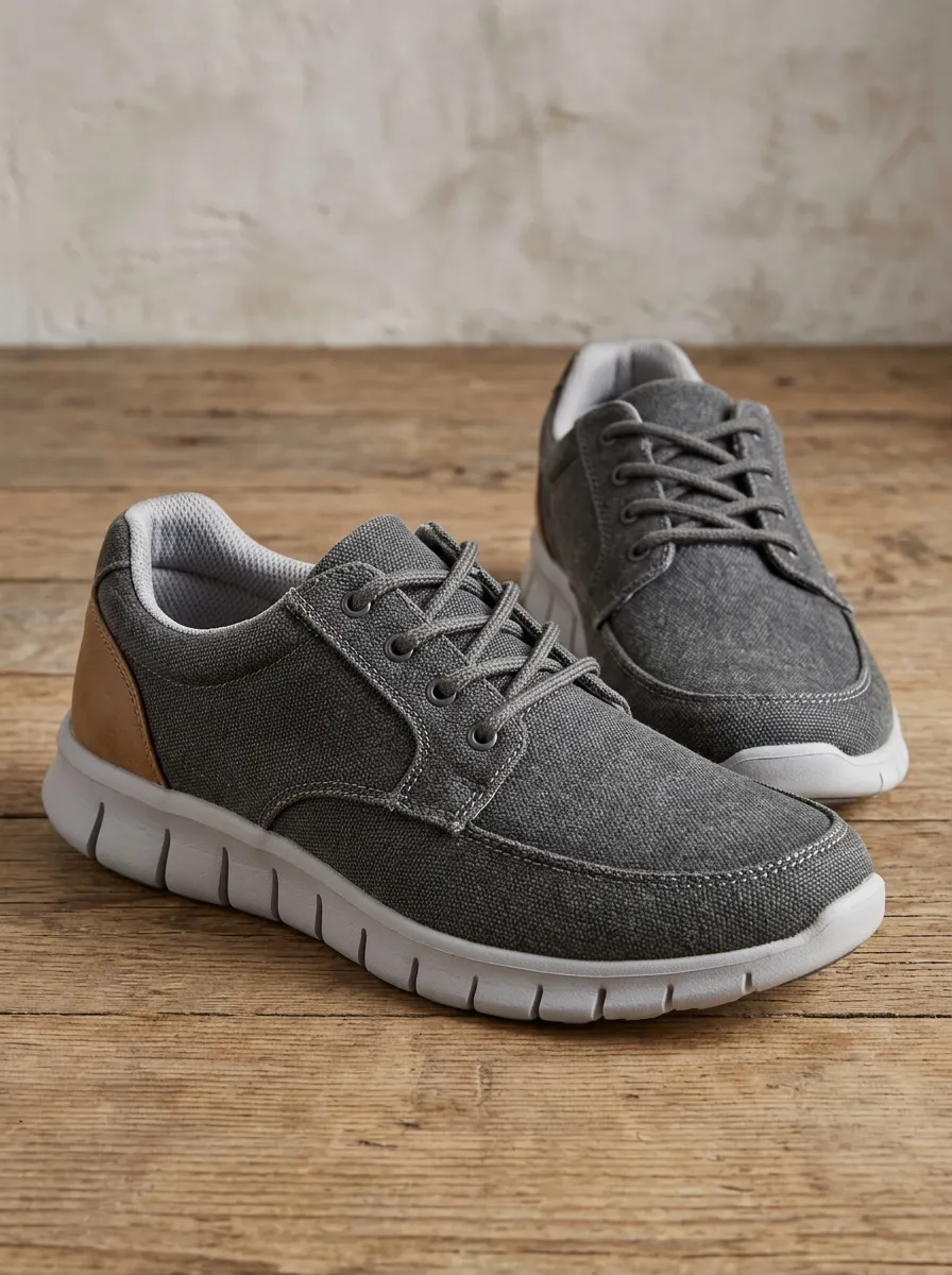 Men's Minimal Casual -Trimmed Patterned Canvas Shoes