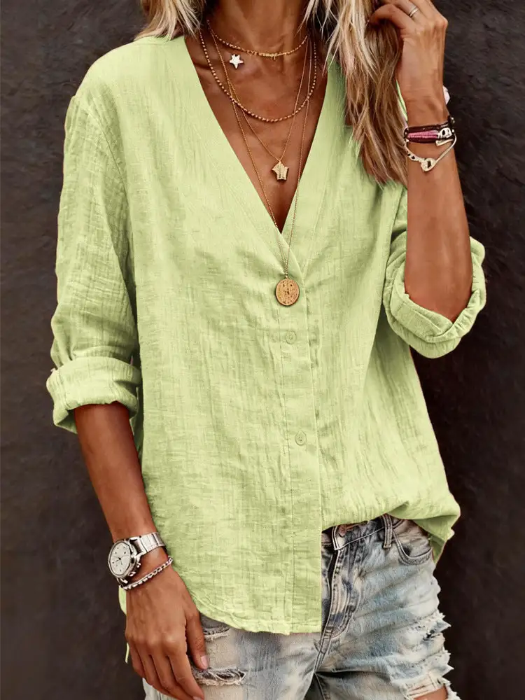 Tailored V-Neck Blouse