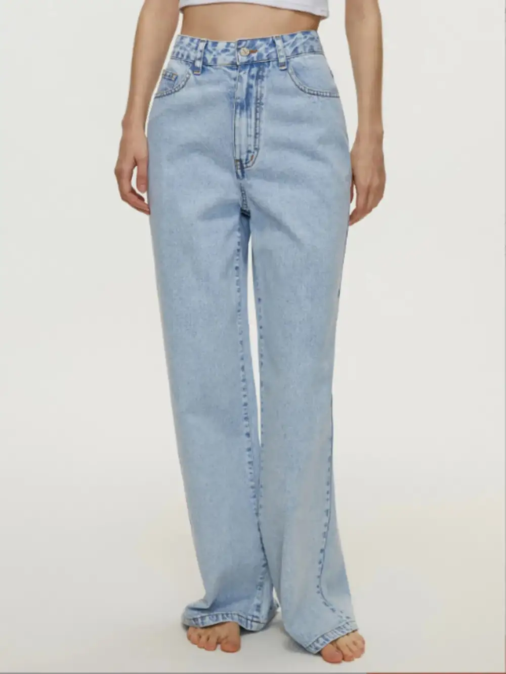 High Waisted Wide Leg Denim Jeans