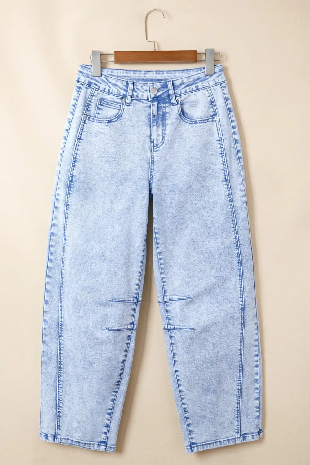 Women's Light Washed Pull On Barrel Jeans