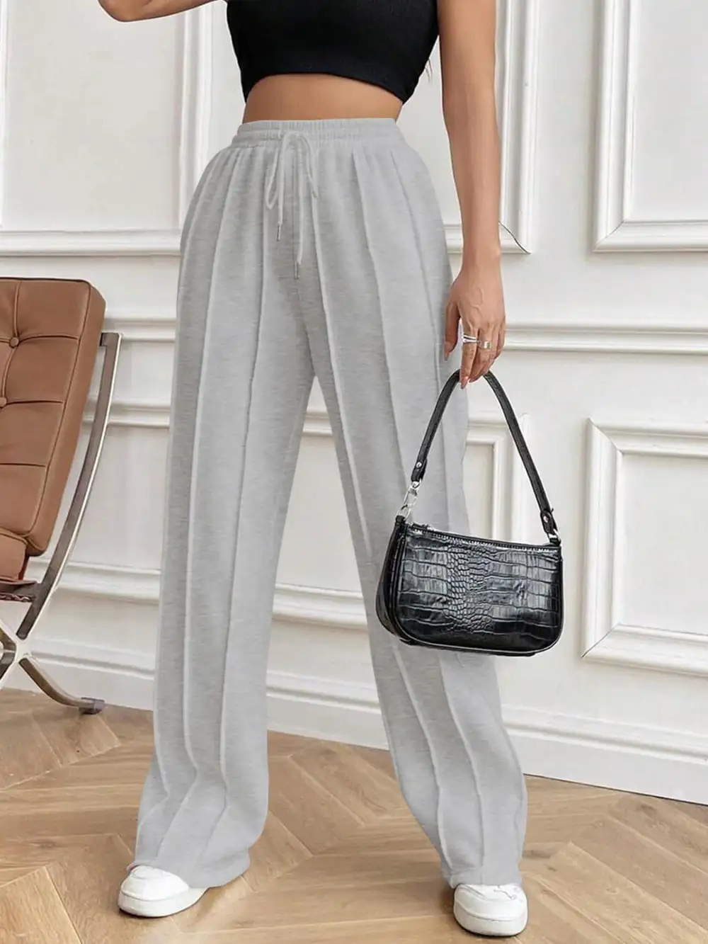 Drawstring Elastic Waist Pants With Pocket