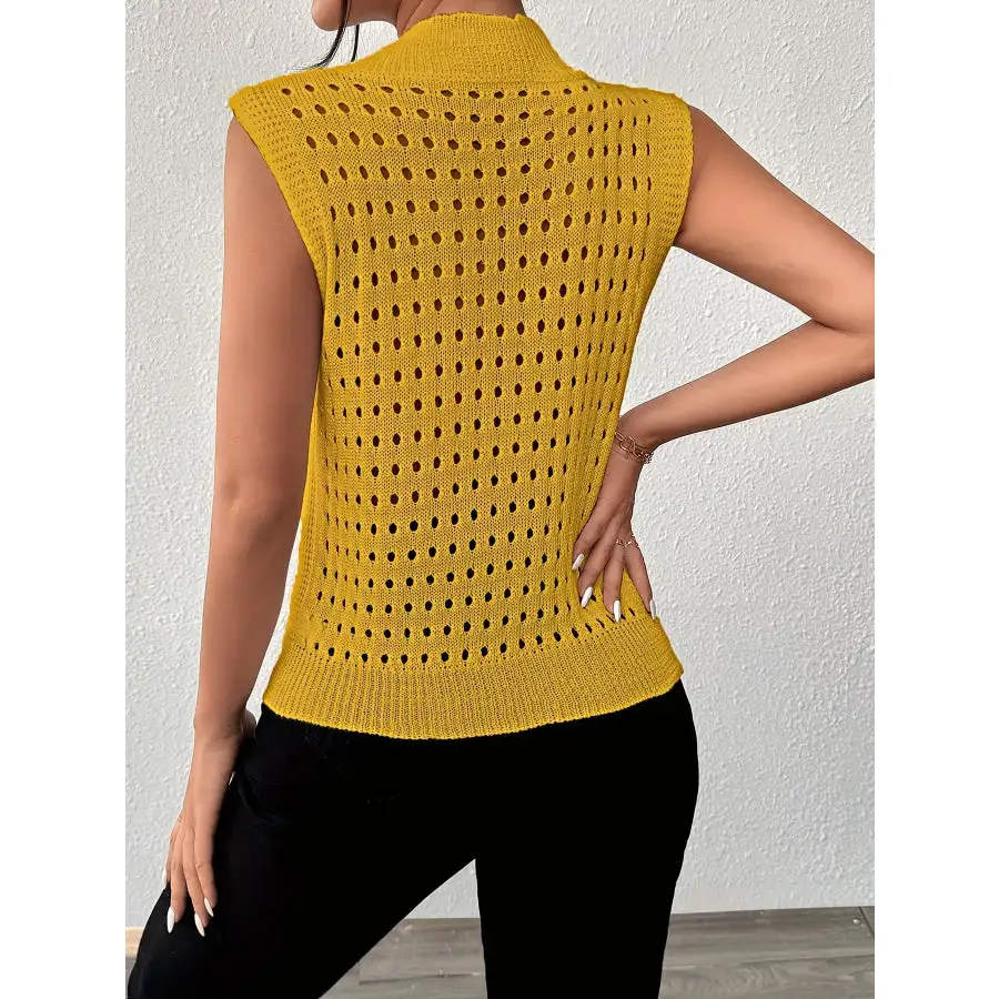 Hollow Out Round Neck Knit Tank