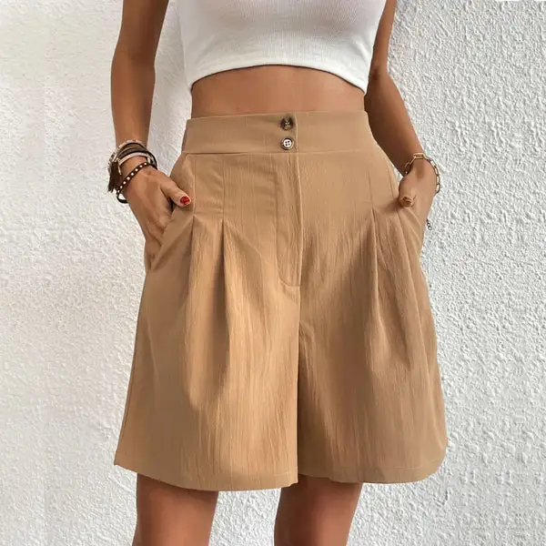  High Waist Pleated Shorts