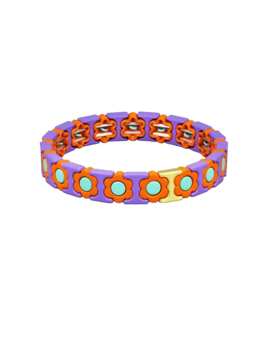 Floral Daisy Enamel Tile Bracelet
