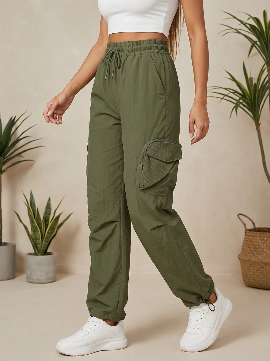 High-Rise Breathable Breathable Cargo Pants
