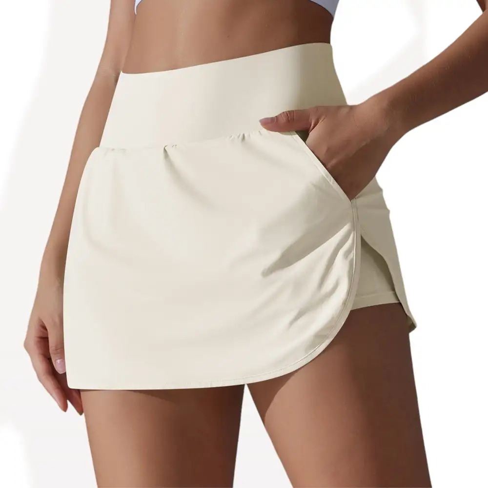 High-Waist Side-Pocket Lightweight Athletic Skort Shorts
