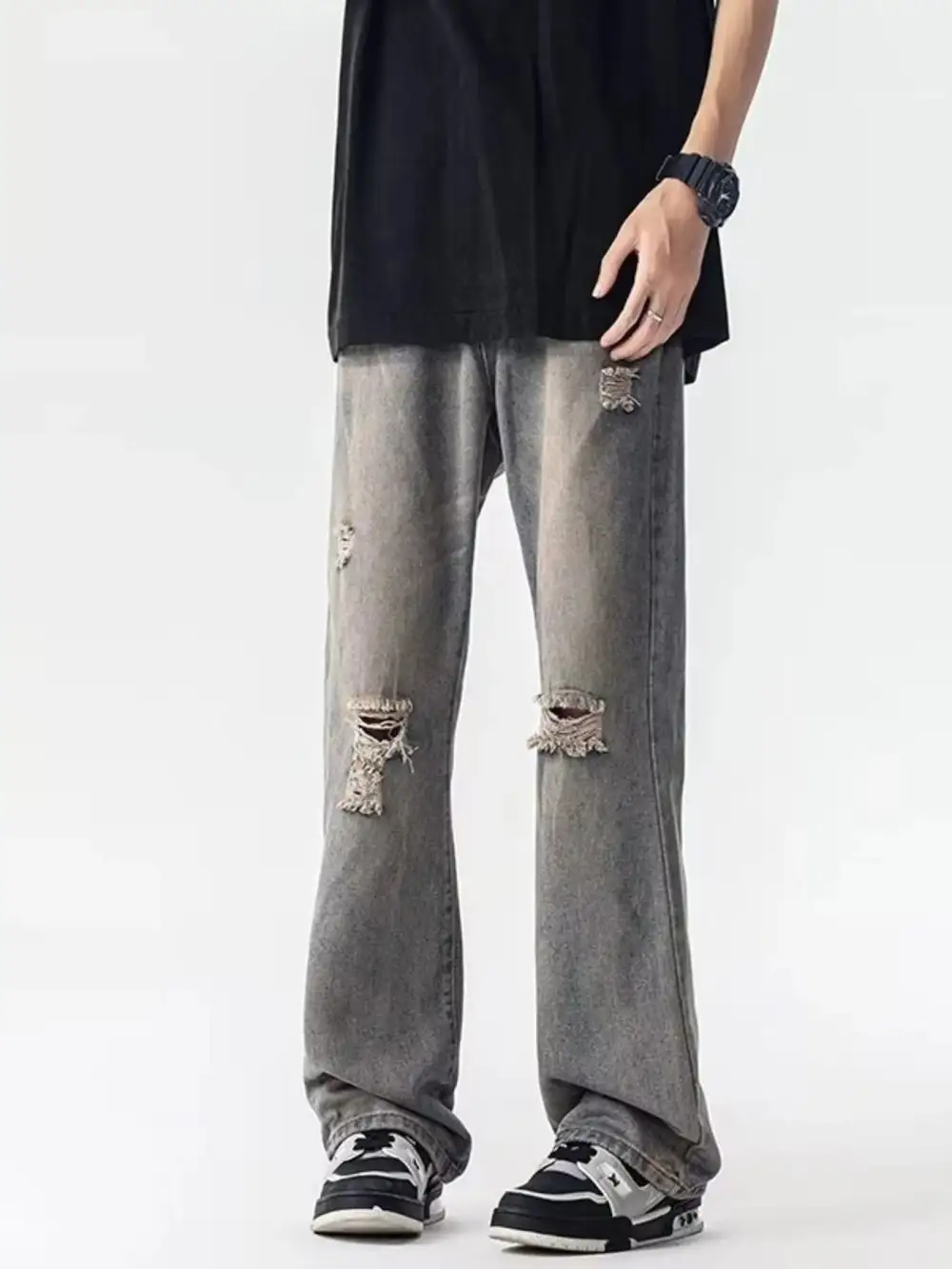Men’s Plus Size Distressed Loose Jeans