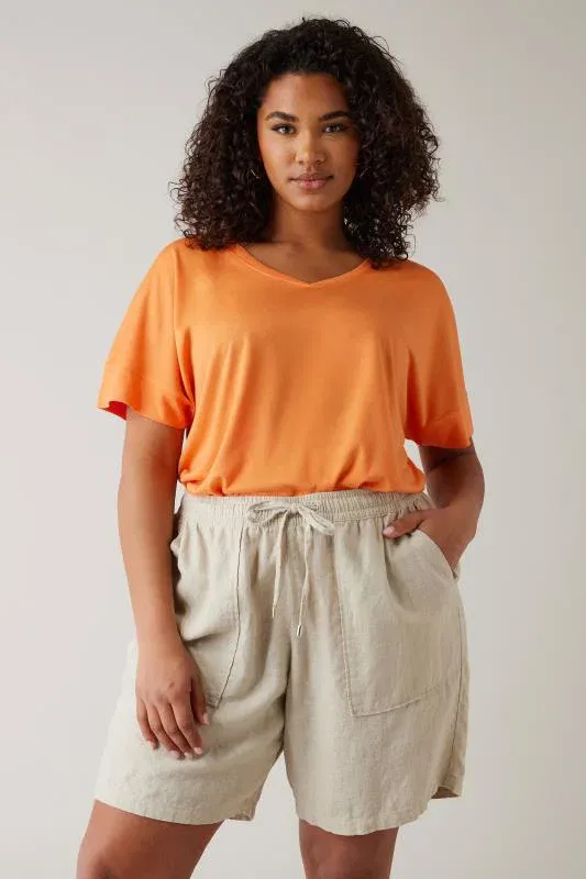 Orange V-Neck Modal Rich T-Shirt