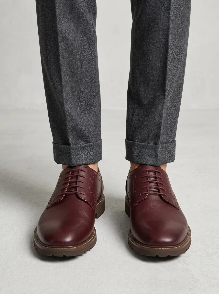 Men's D4 Classic Burgundy Leather Printed Dress Oxford Shoes
