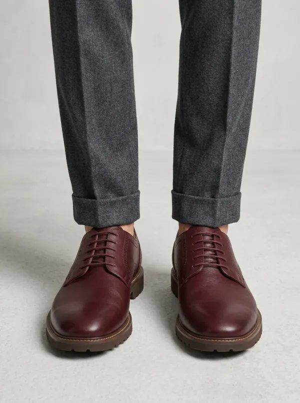 Men's D4 Classic Burgundy Leather Printed Dress Oxford Shoes