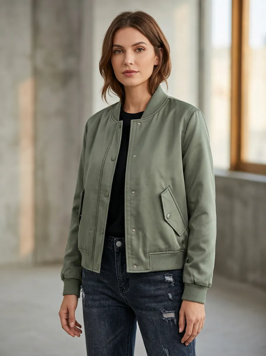 Classic Bomber Denim-Style Women's Casual Jacket