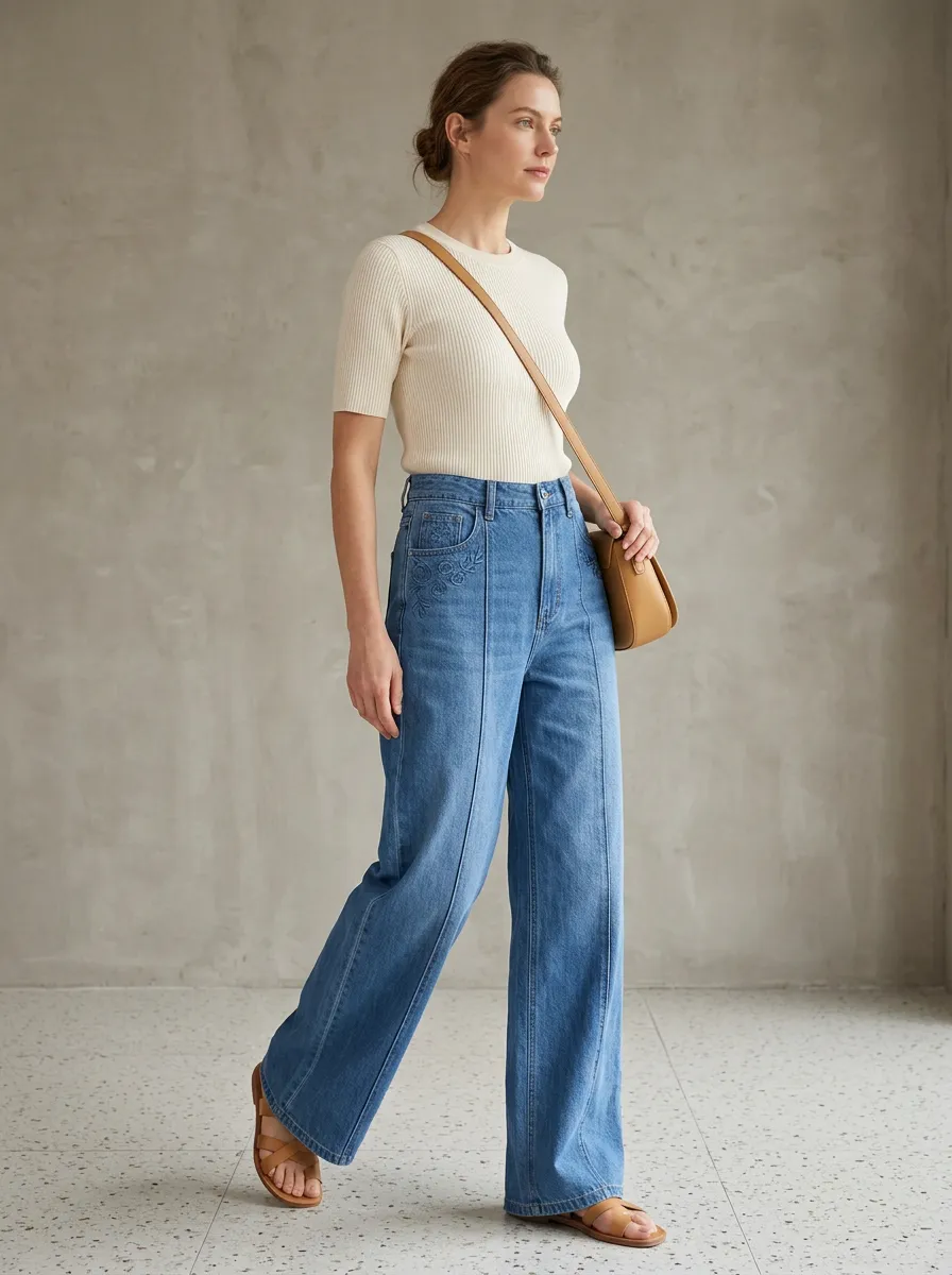 Women's Wide Leg Casual Denim Jeans