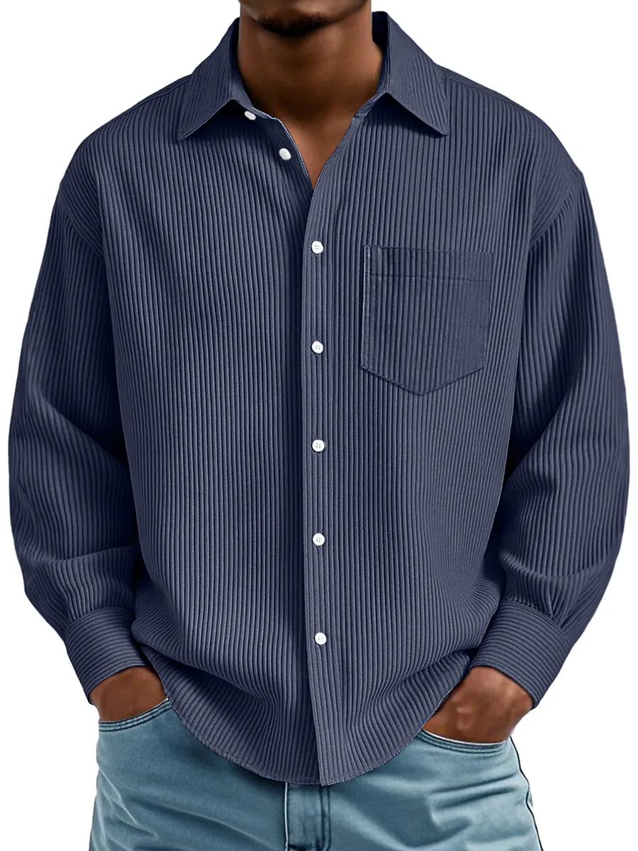 Ribbed Knit Pocket Shirt