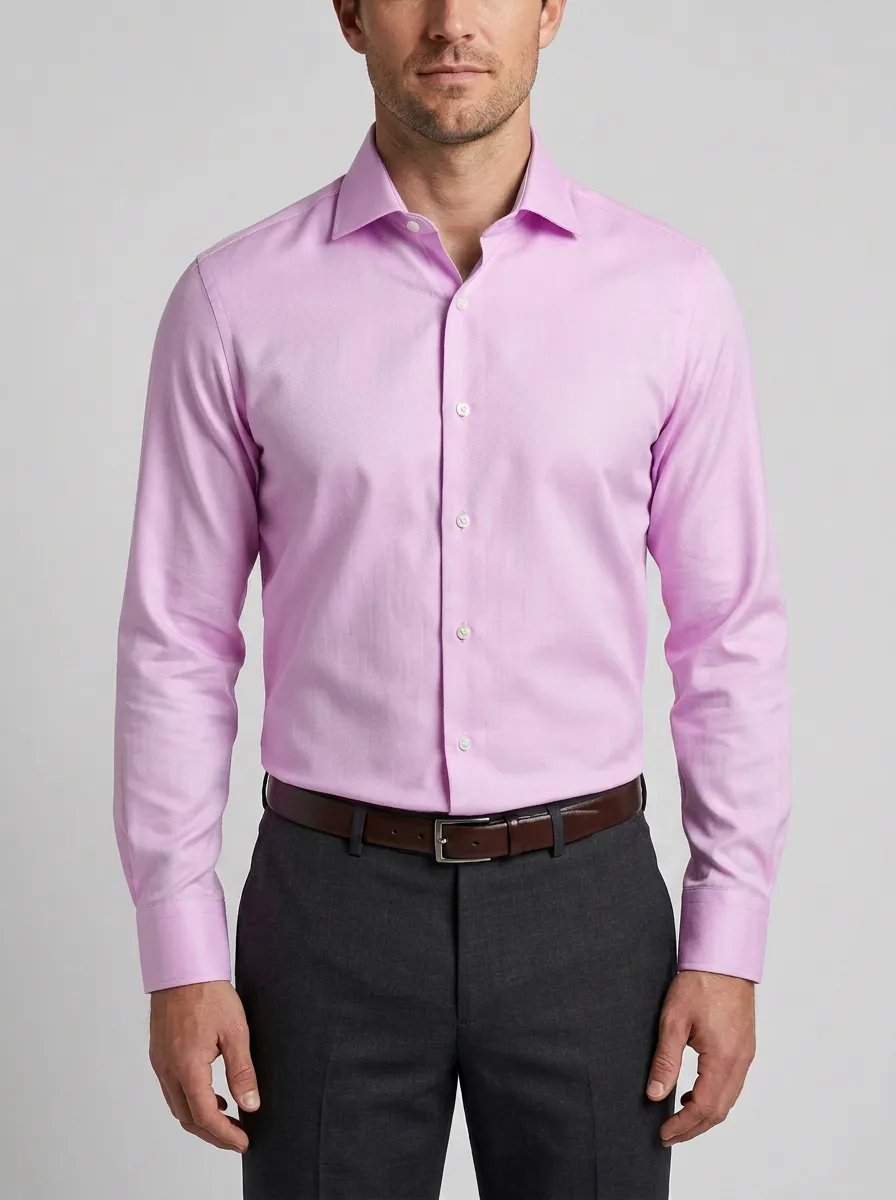 Men's Spread-Collar Long-Sleeve Chest-Pocket Dress Shirt