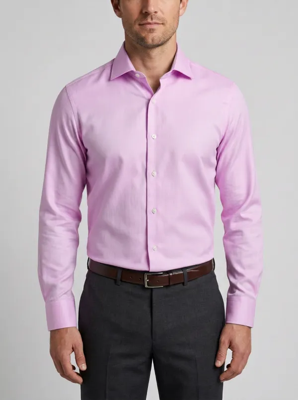 Men's Spread-Collar Long-Sleeve Chest-Pocket Dress Shirt