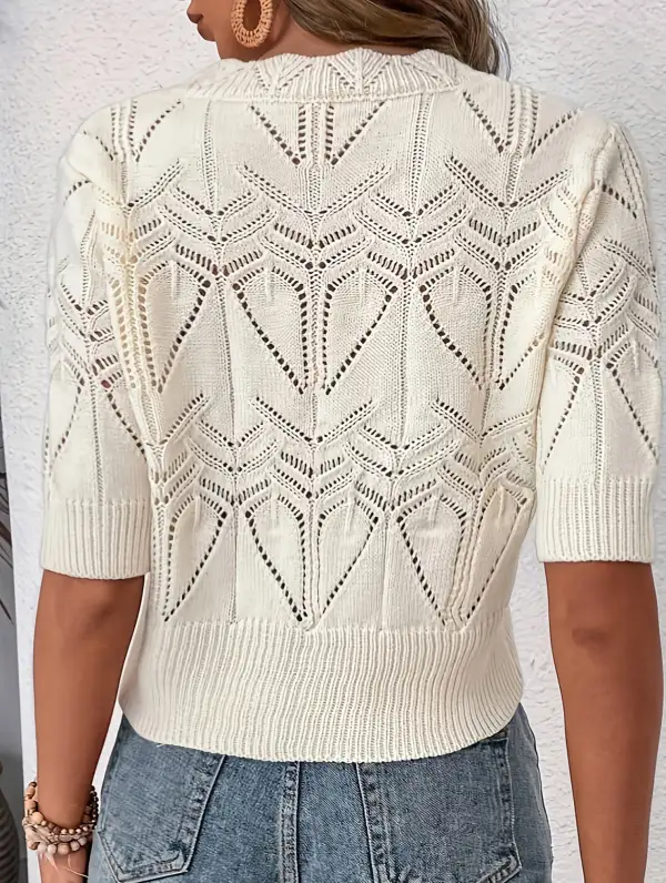 Crochet Short Sleeve Knit Top